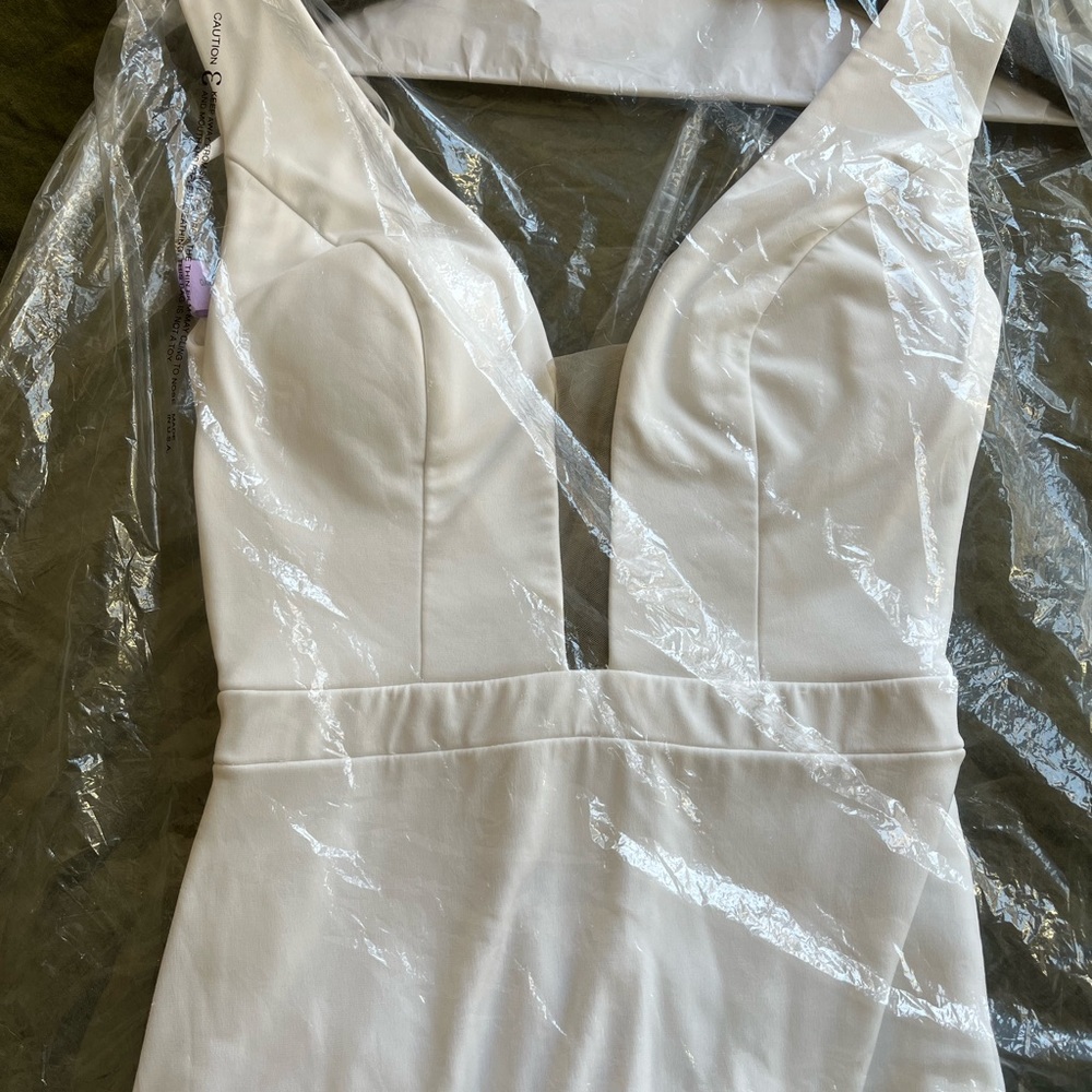 Jovani 22884 White Prom Wedding Jersey Gown Size 2